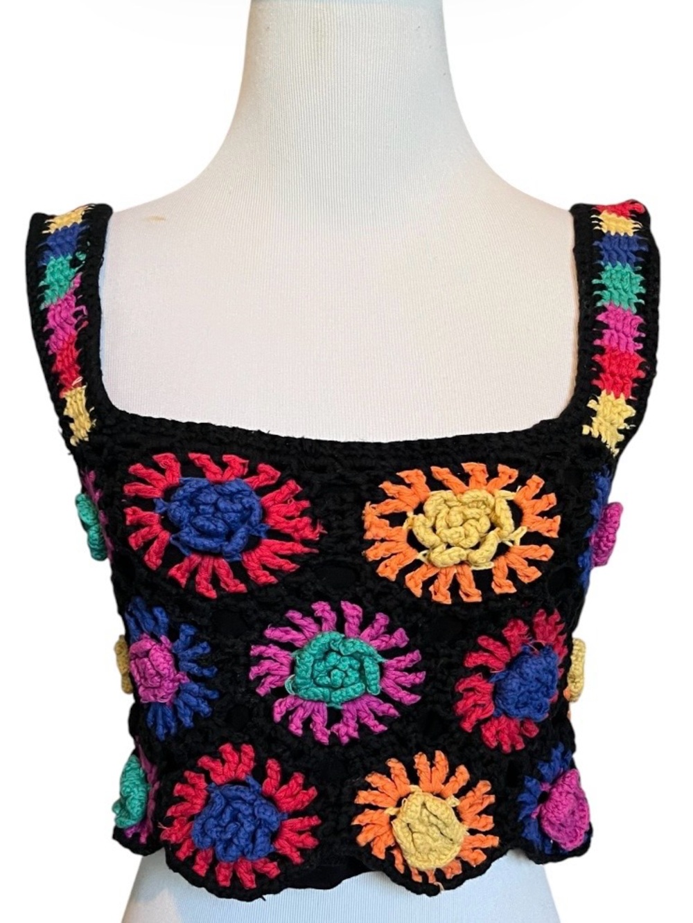 Farm Rio Colorful Crocheted Crop Top - Picture 6 of 13